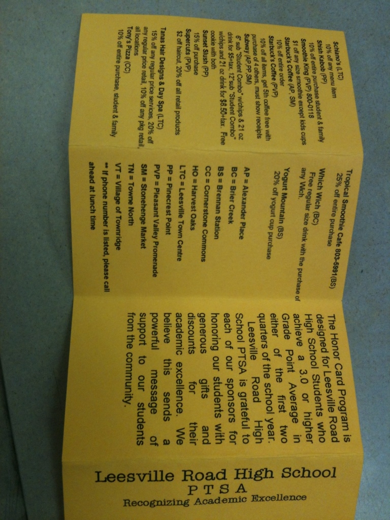 Honor cards save LRHS students money