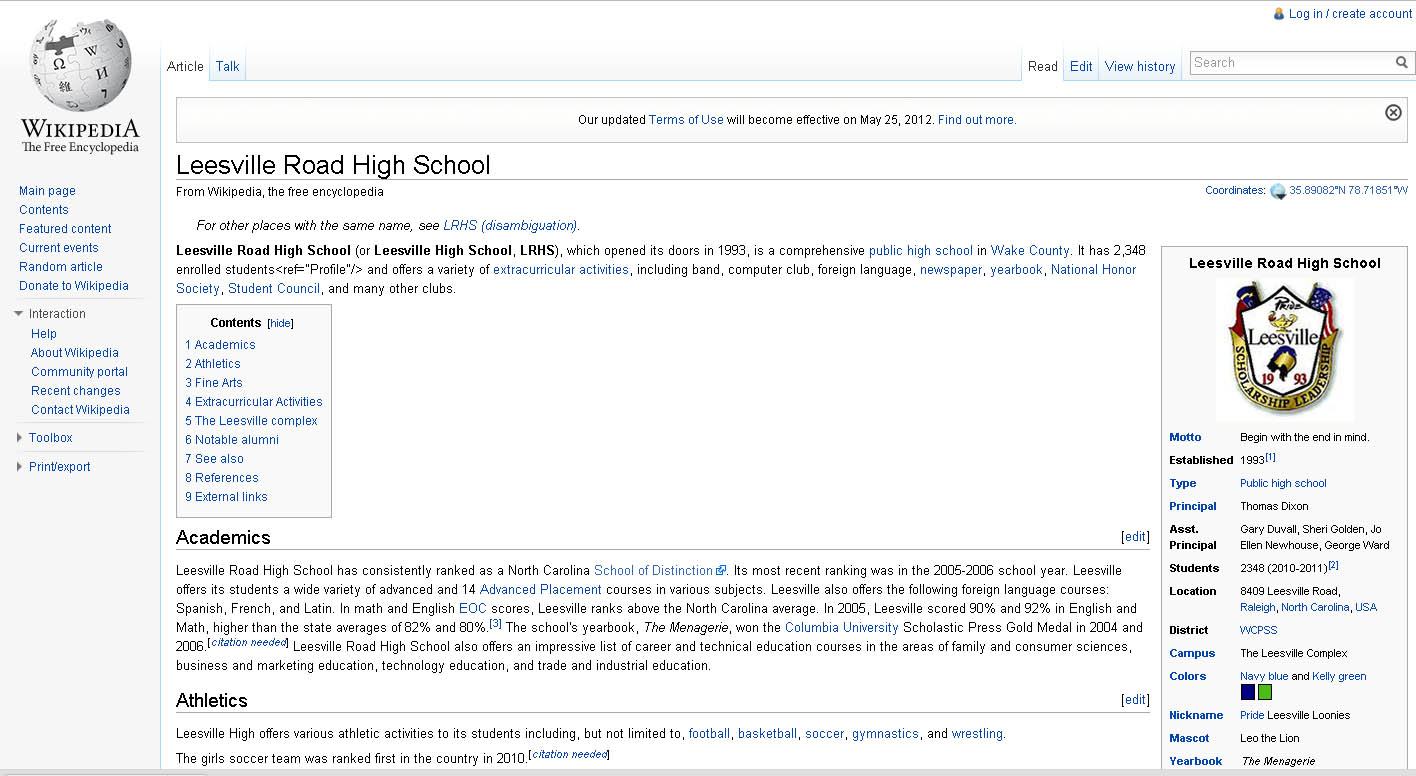 BREAKING NEWS – Leesville found on Wikipedia