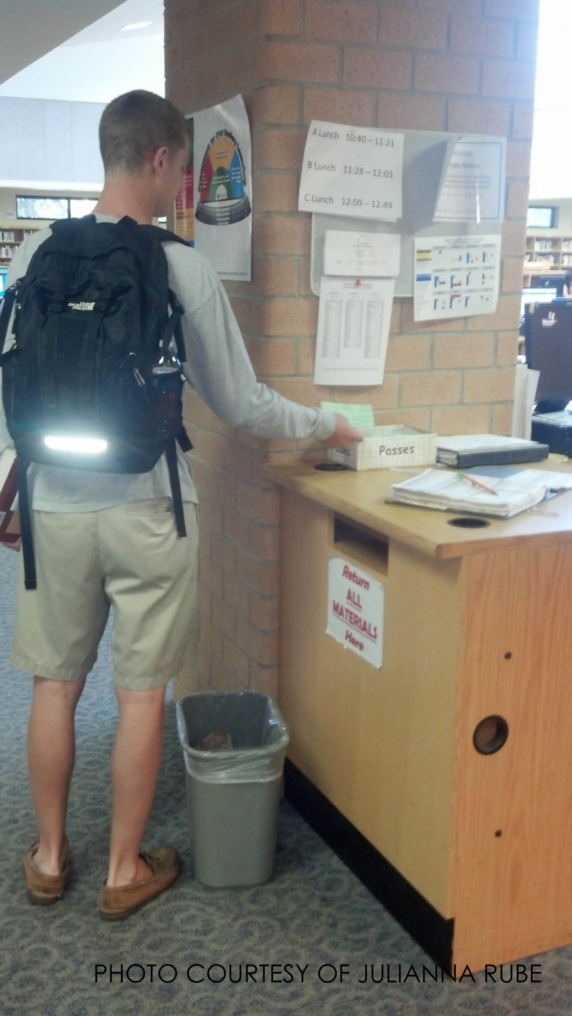 Lunch library passes are to be left behind