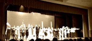 The entire cast of The Great Gatsby stands center stage to take their final bow. This performance on Friday night was their second show, and their performance was fantastic.  