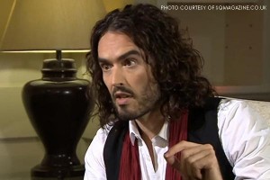 Russell Brand leans in to enunciate his point to Paxman. Brand argued that voting does not serve the proletariat and therefore why should they bother.