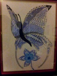 This is the pattern filled butterfly that Landsberg did for her first art class. “Like my thoughts, my artwork doesn’t always have a linear sense” said Landsberg.