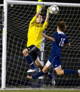 Zappia, goaltender, makes a save for Leesville in 2011.