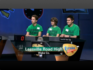 (from left to right) JC Zargo, Max Gordon and Zach Gutierrez on Brain Game. The team won second place and will continue in round two as a wild card. 