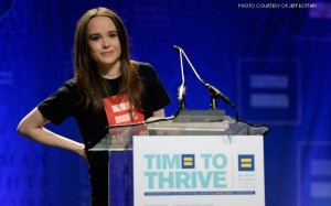 A candid shot of Ellen Page during her coming out speech at the Human Rights Campaign “Time To THRIVE” foundation conference on Feb 14. Page feels “a personal obligation” to voice her support and understanding to suffering LGBTQ youth.