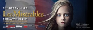 Riley Campbell, who plays Young Cosette, is the real daughter of her onstage mother, Lauren Kennedy, who played Fantine. Les Misérables’ last night is February 23. 
