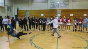 Ian McCay, senior, engages in a dance-off with another student. The dance session and Mr. Leesville pageant were easily the most popular events.