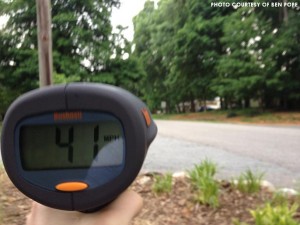 The car itself has passed by, but the proof of its dangerous speed remains recorded by our speed gun. All 49 Leesville-bound cars were traveling above the 25 MPH speed limit.
