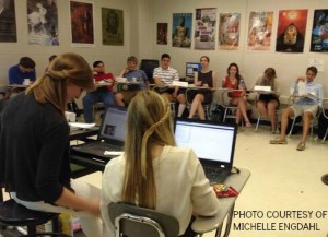 Model Un-ers Sarah Hudak and Heather Crew chaired the debate in Mrs. Engdahl’s classroom. The AP World History class learned a lot about the process of Model UN and what normal debates consist of. 