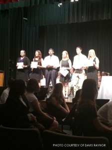 Left to right: Alli Perrin, Kellie Burgess, Shafwat Islam, Devin Miller, Cameron Harris and Connor Choate are inducted as officers into the 2014-2015 Executive Council. Awards Night involved more than simply handing out generic certificates; it was a time to reflect on past achievements, but also look forward to the upcoming year. 