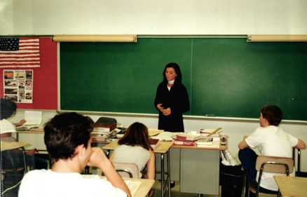 Before becoming an certified teacher, Ms. Engdahl had to student teacher. Here, she’s seen student teaching at Upper St. Clair High School in Pennsylvania. (Photo courtesy of Michelle Engdahl.)