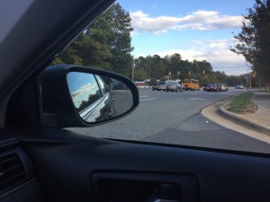 Drivers at Brennan Station attempting to exit onto Strickland Road experience some difficulty. When they pulling forward to receive a clearer view of the street, they enter traffic. (Photo courtesy: Regan Harsa)