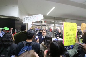 On January 27, President Trump signed an executive order banning travel from several Muslim-majority countries. Across the nation, citizens protested this measure by demonstrating at airports where refugees would have arrived. (Photo used with permission from Quinn Norton)