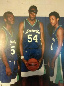 From left to right, Leesville players Mike Land, Anthony Richardson, and Shawan Robinson, key contributors to the 2001 team. (Photo used by permission of Shawan Robinson)