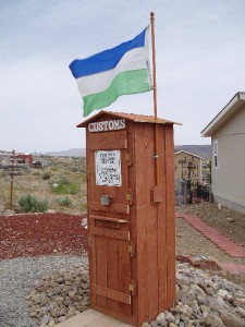 Founded in 1977 as the “Grand Republic of Vuldstein,” Molossia has held its current territory since 1998. Pictured here is the customs office that you must visit before entering the country. (Photo courtesy of Kevin Baugh)