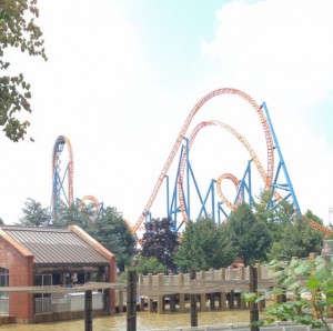 Hersheypark’s Fahrenheit features a steep hair pin drop at the beginning of the ride, making it one of the steepest roller coasters on the planet. (Photo courtesy of Ashley Tysiac)