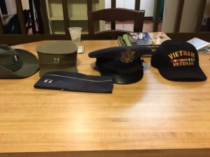 These are a collection of hats collected during Hoffman's military career. (Photo courtesy of Matt Wiener).