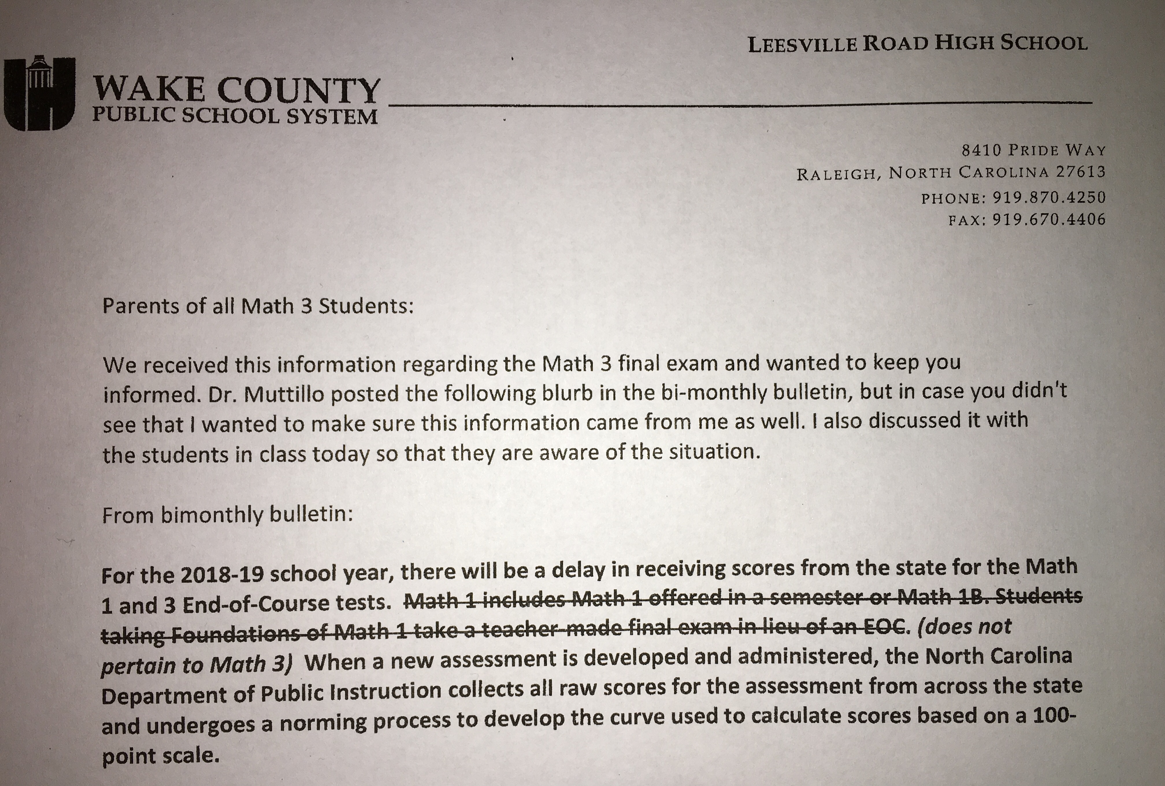 Fall 2018 Math 3 EOC