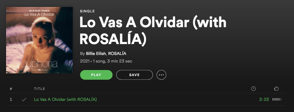 “Los Vas A Olvidar” By Billie Eilish and Rosalía