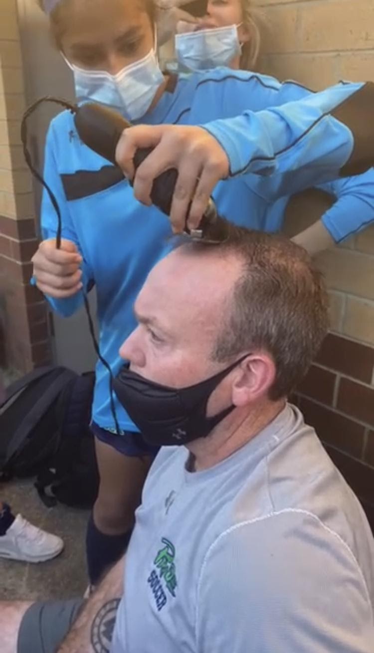 Coach Tetreault Shaves His Head to Celebrate Victory over Gibbons