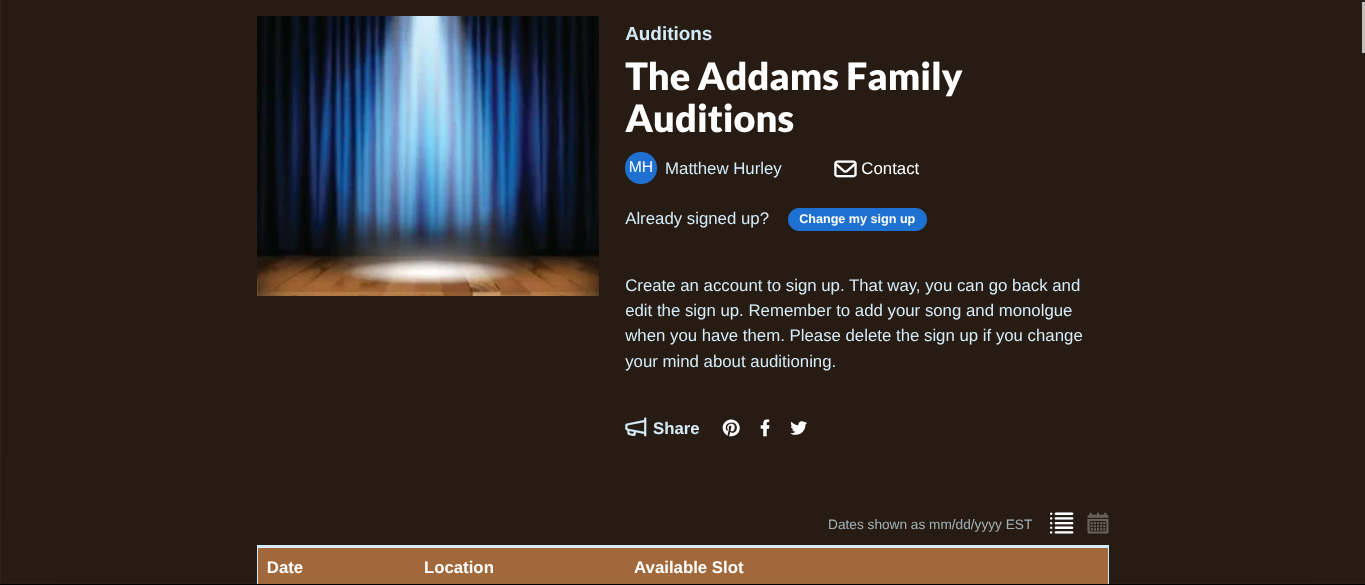 Addams Family Auditions